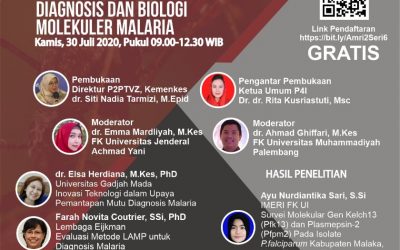 Seminar Daring Nasional AMRI – 2 Seri 6: Diagnosis dan Biologi Molekuler Malaria, Kamis 30 Juli 2020