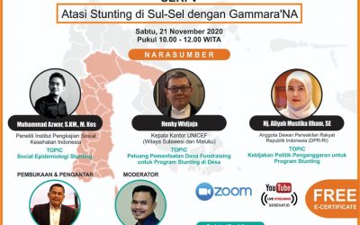 Weekly Webinar Stunting Seri V: Atasi Stunting di Sul-Sel Dengan Gammara’NA. Sabtu 21 November 2020.