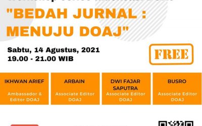 Workshop Series Indeksasi DOAJ: Bedah Jurnal Menuju DOAJ, Sabtu 14 Agustus 2021