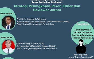 Workshop Strategi Peningkatan Peran Editor dan Reviewer Jurnal, Senin 2 Agustus 2021