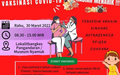 Ayo Warga Desa Babakan Pangandaran, ikuti Vaksinasi Covid-19. Rabu, 30 Maret 2022