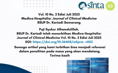 Terbit, Medica Hospitalia: Journal of Clinical Medicine Volume 10 Nomor 2 Tahun 2023