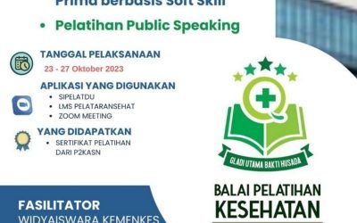Pelatihan Pelayanan Prima Berbasis SoftSkill & Public Speaking, Balai Pelatihan Kesehatan Semarang 23-27 Oktober 2023